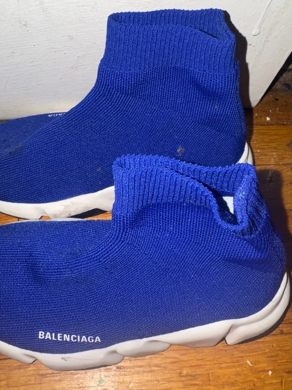 Balenciaga Kids Blue Sock-Style Slip-On Sneakers